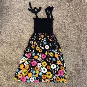 Floral Midi Dress with Black Bodice